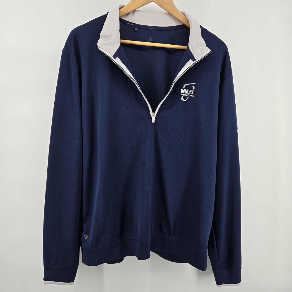 adidas Men's Dark Blue Quarter Zip-Up Waste Management Phoenix Open Pullover